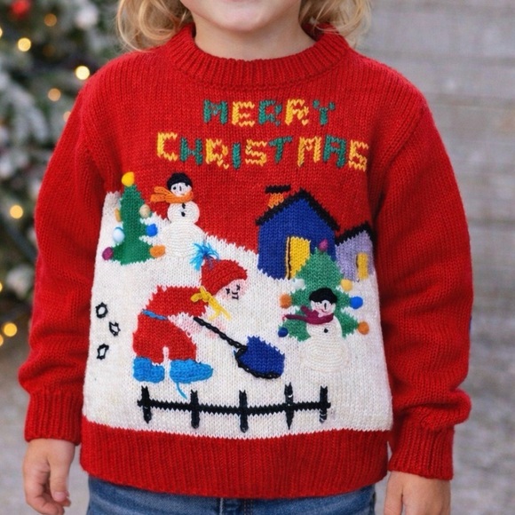 Rosie's Imports Other - Rosie's Imports Vintage Kid’s Size S Merry Christmas Red/White Sweater Winter